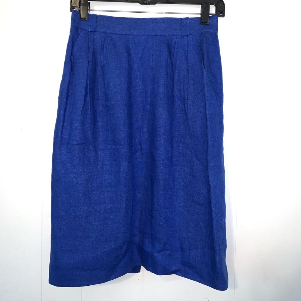 Escada by Margaetha Ley Blue pleated skirt linen?? Size 38
